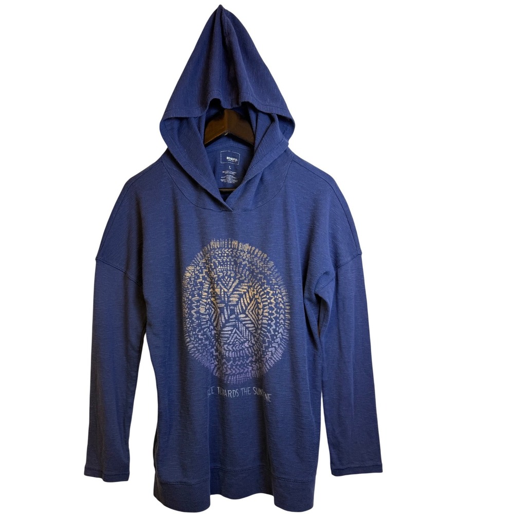 Sonoma Goods For Life Blue Graphic Sun Mandala Hoodie Slub Knit Mens Large